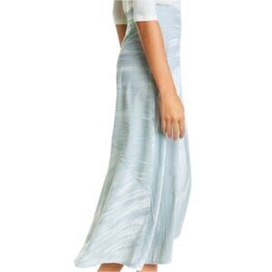 Vince ✘ Ruched Velvet Paneled Midi Skirt in Pale Sea Glass, 12